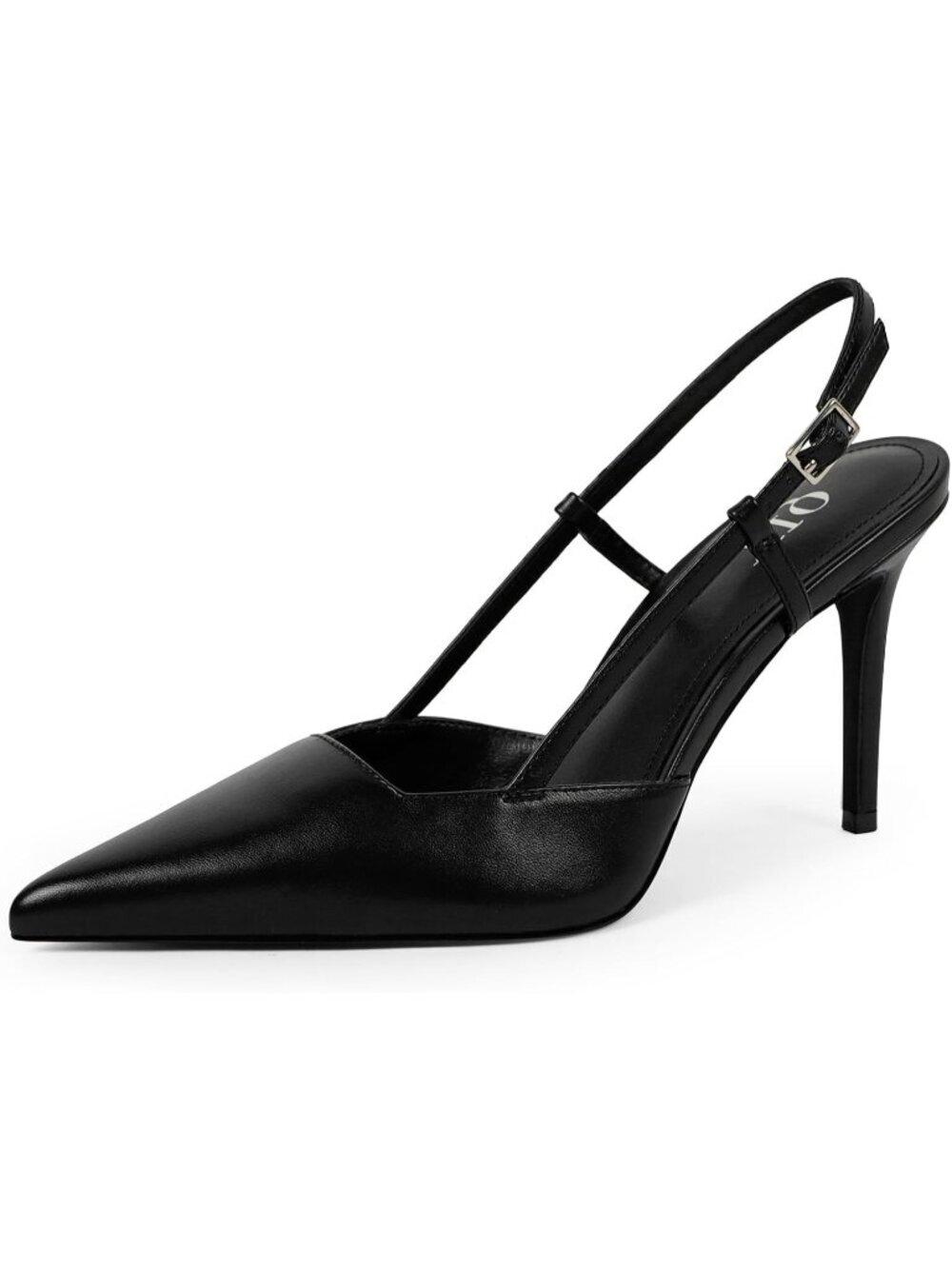 Women's Black Stiletto Pointed Toe Sleek Slingback High Heel For Weddings Party